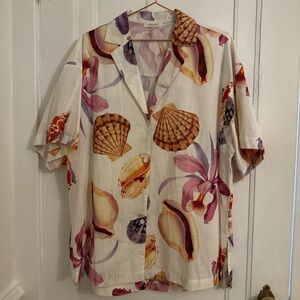 Seashell and Floral Print Shirt & Skirt